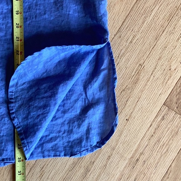 Sunny Leigh 100% linen pull on collarless tunic in sky blue with long sl… - Picture 10 of 12